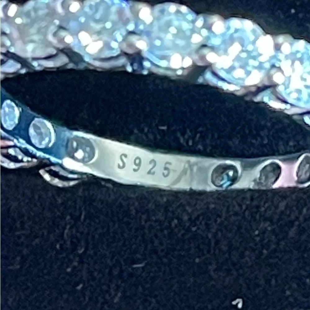 3.00mm Round Brilliant Cut Moissanite Eternity Wedding Band 925 Sterling Silver - Picture 5 of 9